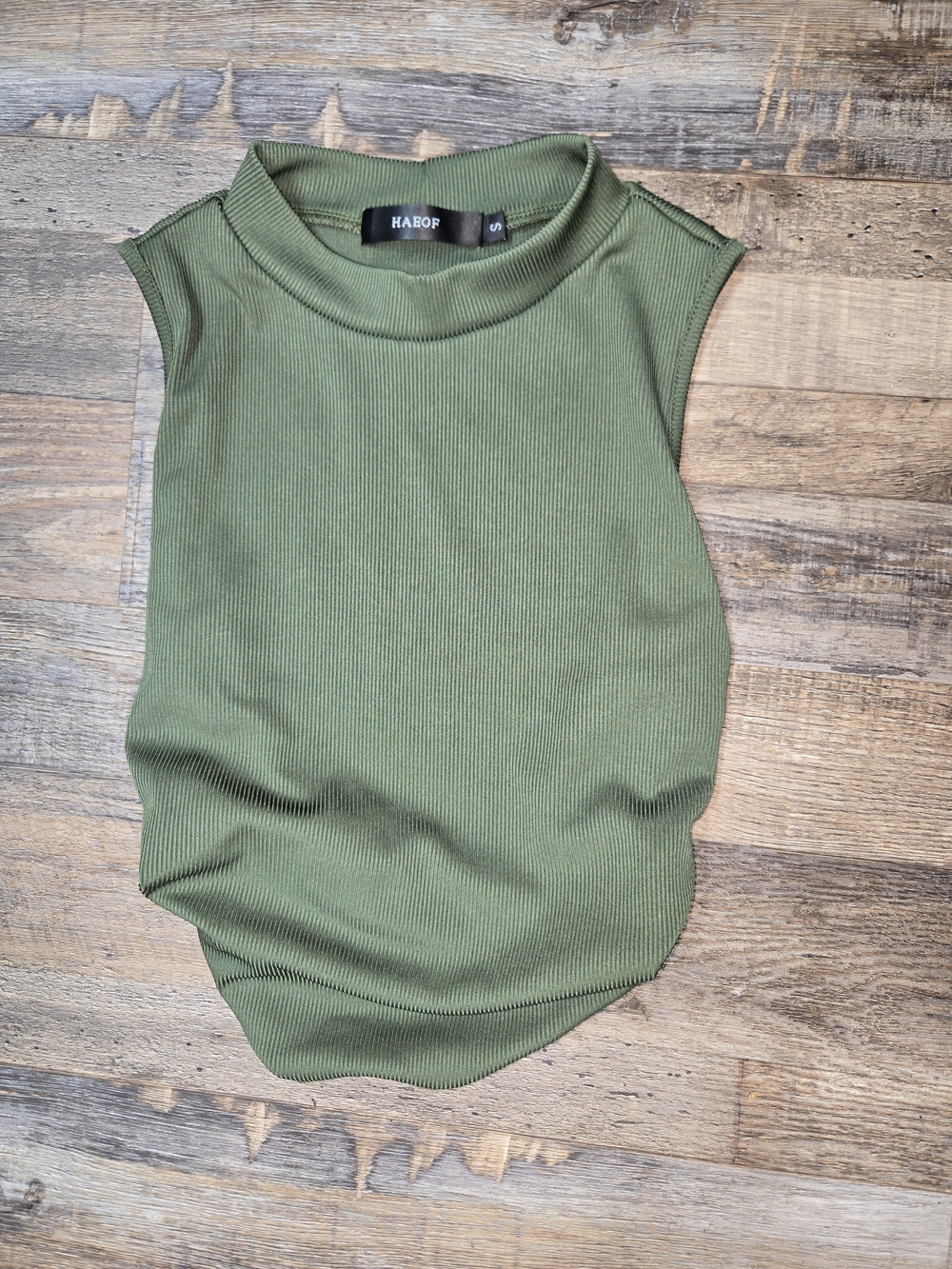 Olive Ribbed Mock-Neck Tank